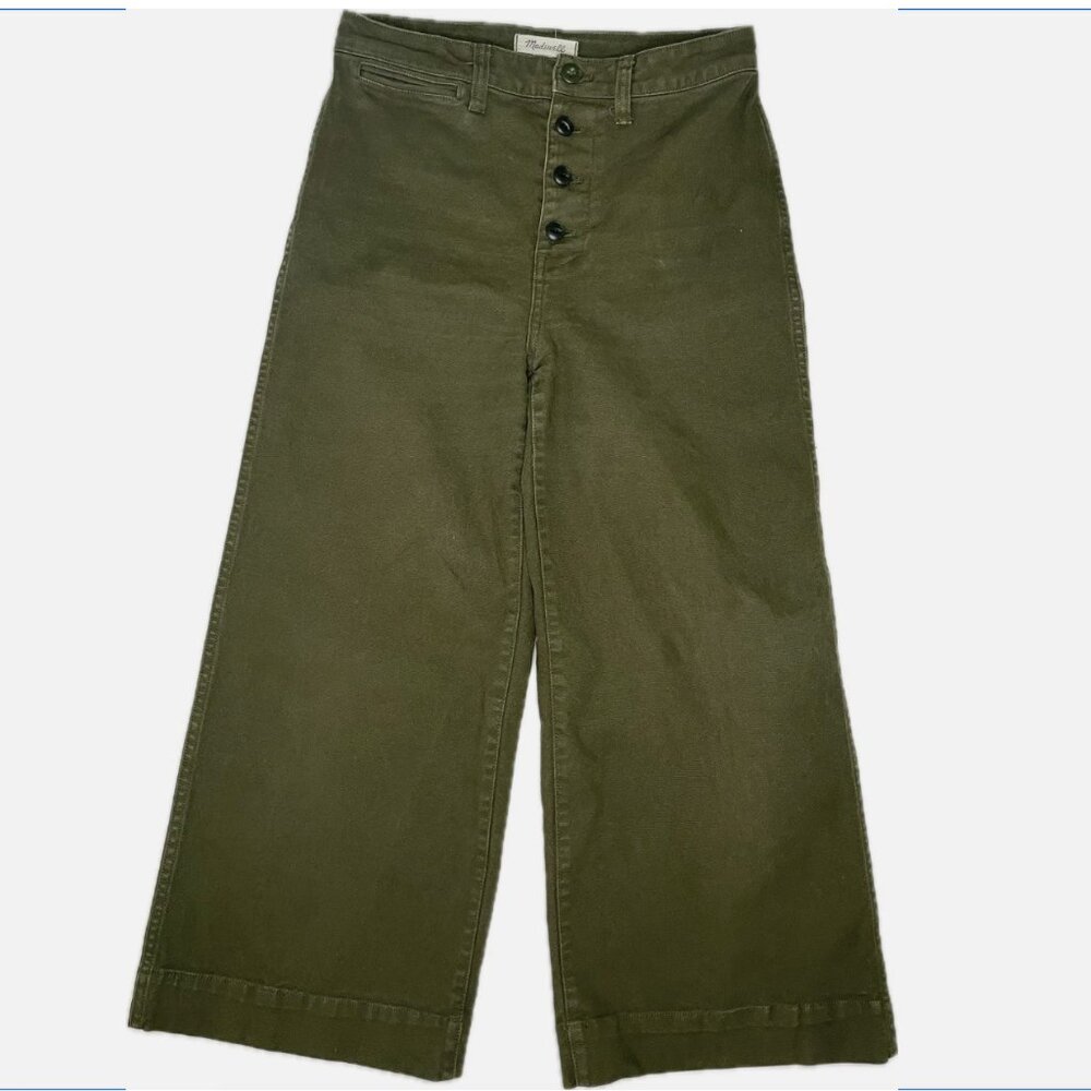 Madewell Emmett Wide-leg Crop pants Army Green Utility 27 Fall